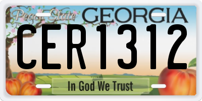 GA license plate CER1312