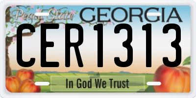 GA license plate CER1313