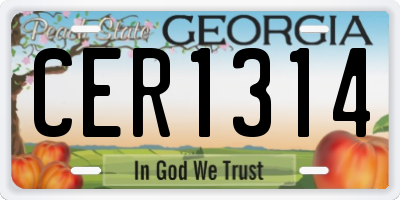 GA license plate CER1314