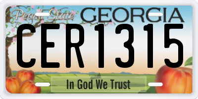 GA license plate CER1315