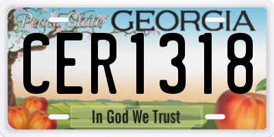 GA license plate CER1318