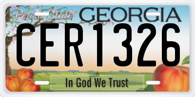 GA license plate CER1326