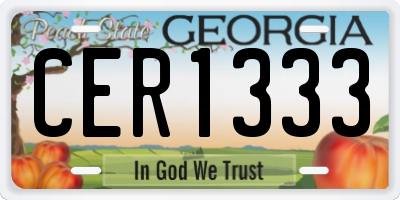 GA license plate CER1333