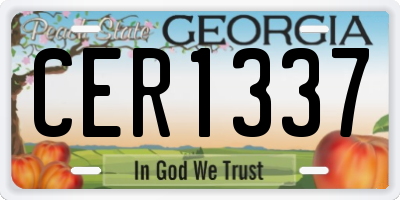 GA license plate CER1337