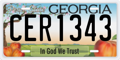 GA license plate CER1343