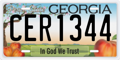 GA license plate CER1344
