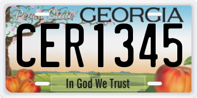 GA license plate CER1345
