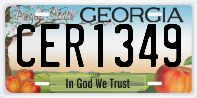 GA license plate CER1349