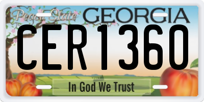 GA license plate CER1360