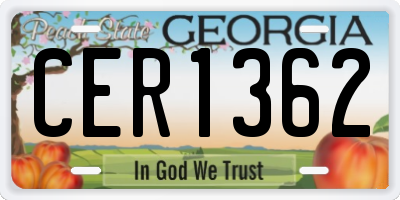 GA license plate CER1362