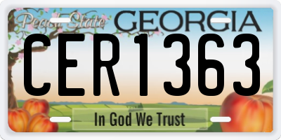 GA license plate CER1363