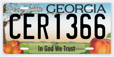 GA license plate CER1366