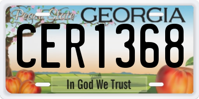 GA license plate CER1368