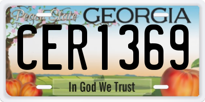 GA license plate CER1369