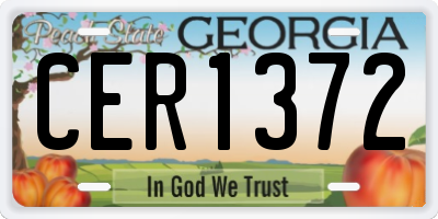 GA license plate CER1372