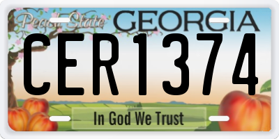 GA license plate CER1374