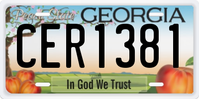 GA license plate CER1381