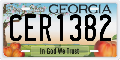 GA license plate CER1382