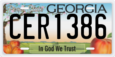 GA license plate CER1386