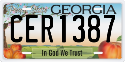 GA license plate CER1387