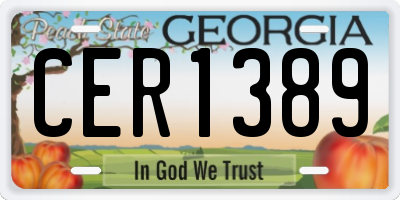 GA license plate CER1389