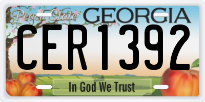 GA license plate CER1392
