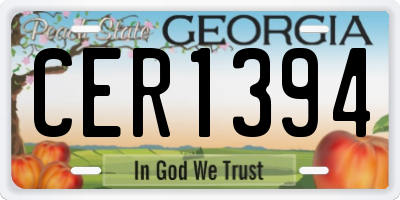 GA license plate CER1394