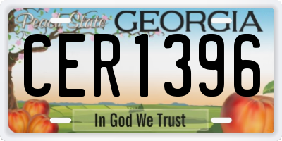 GA license plate CER1396