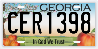 GA license plate CER1398
