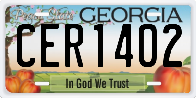 GA license plate CER1402