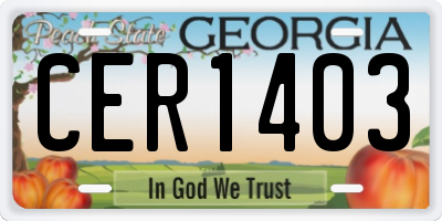 GA license plate CER1403