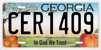 GA license plate CER1409