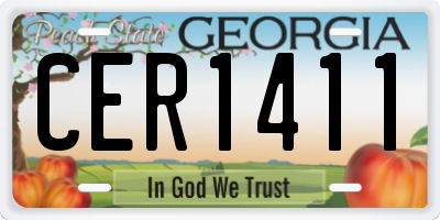 GA license plate CER1411