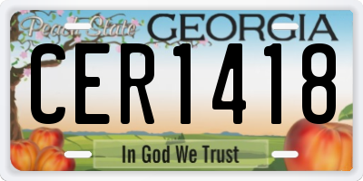 GA license plate CER1418