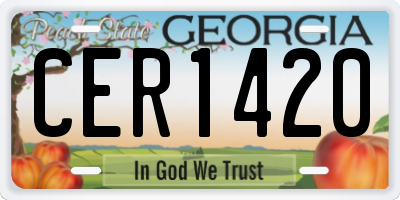 GA license plate CER1420