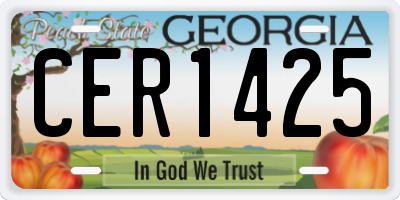 GA license plate CER1425
