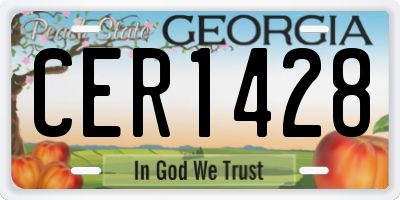 GA license plate CER1428
