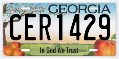GA license plate CER1429