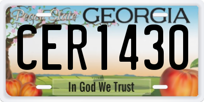 GA license plate CER1430