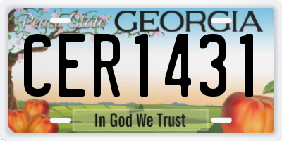 GA license plate CER1431