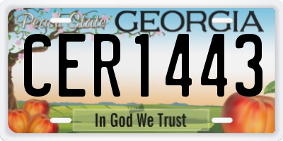 GA license plate CER1443