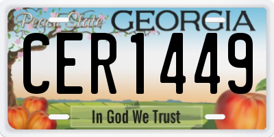 GA license plate CER1449
