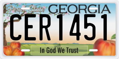 GA license plate CER1451