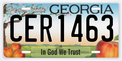 GA license plate CER1463
