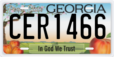 GA license plate CER1466