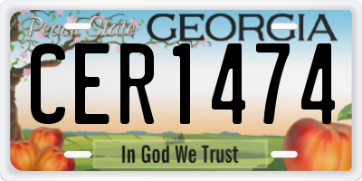 GA license plate CER1474