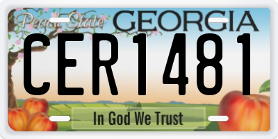GA license plate CER1481