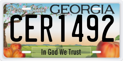 GA license plate CER1492