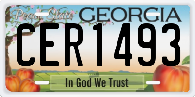 GA license plate CER1493
