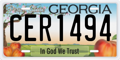 GA license plate CER1494